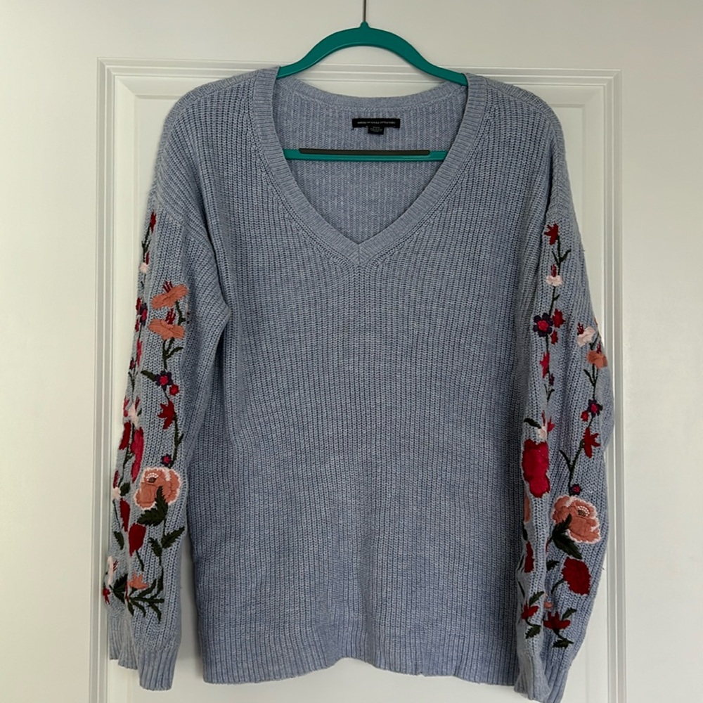 Blue Floral Sweater